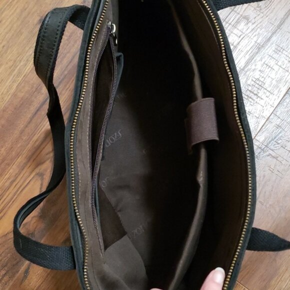 S-ZONE Genuine Leather Tote Bag/Work Shoulder Crossbody ~ Black - Picture 4 of 10